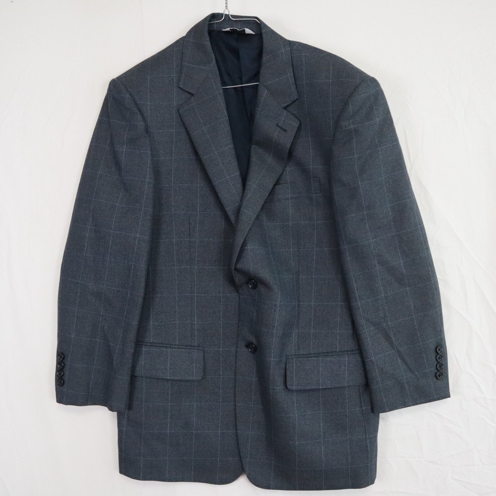 Joseph & Feiss Blazer Mens 38 Short Silk/Wool Suit Jacket Coat Formal Gray Plaid